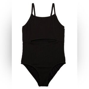 Wonder Nation One-Piece Popcorn Swimsuit with Keyhole for Girls, Sizes (6-6X)